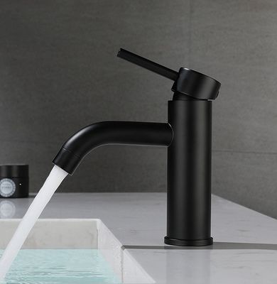 Máy trộn bếp đòn bẩy đơn bằng thép không gỉ màu đen Vòi chậu rửa phòng tắm