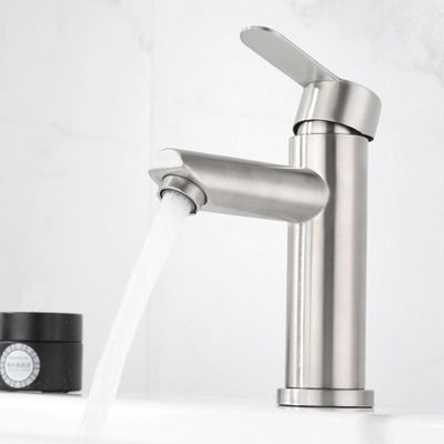 Vòi chậu bằng thép không gỉ 304 lỗ đơn Bàn chải niken nóng và lạnh