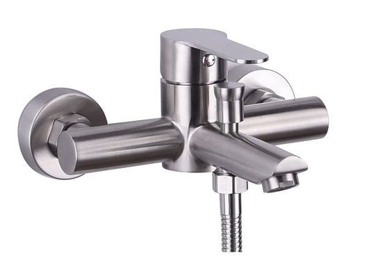 Vòi phòng tắm nóng lạnh bằng thép không gỉ ánh bạc đương đại