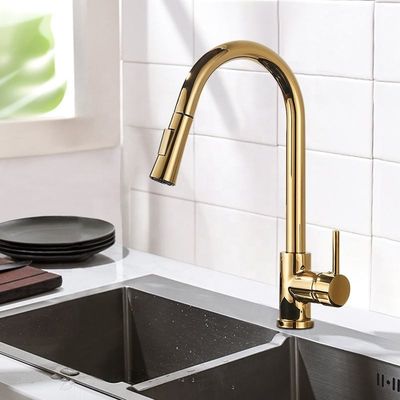 Mạ điện Thép không gỉ Kéo xuống Vòi bếp Bồn rửa thương mại Tap