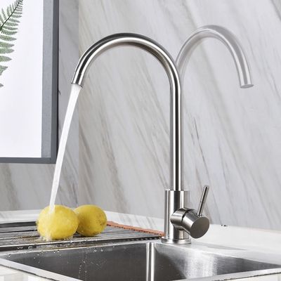 Vòi chậu rửa nhà bếp OEM 304 Tay cầm đơn Vòi nước nóng lạnh Không chì