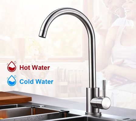 SUS304 Vẽ vòi bếp bằng thép không gỉ Vòi nước nóng và lạnh cho nhà bếp