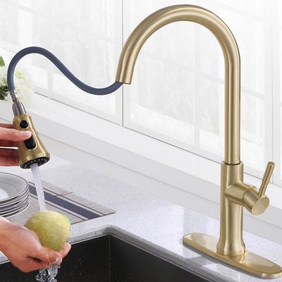 Máy trộn nước nóng và lạnh SUS304 chải vàng Vòi chậu quay 36 độ